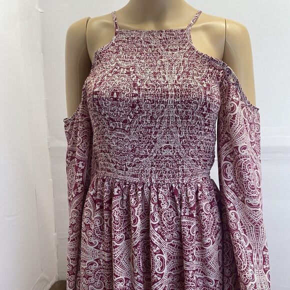 Mi Ami Women’s Smocked Open Shoulder Dress Deep Pink Small Pre Owned - Picture 11 of 16